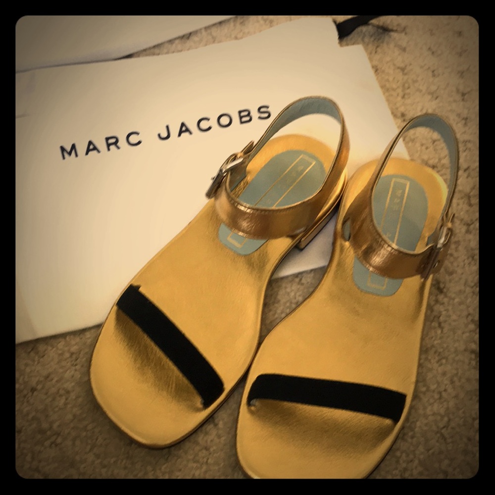 New Marc Jacobs gold flat sandals